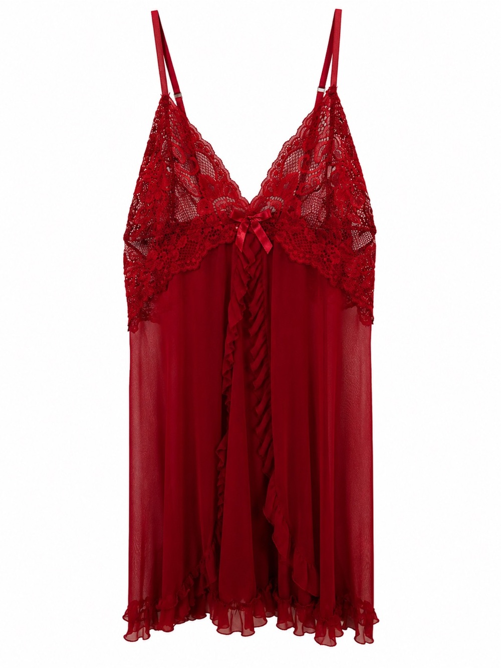 BeOneDesire Red Lace Sheer Babydoll Chemise Lingerie NWT XL
